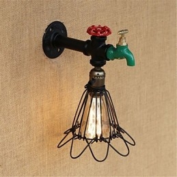 Applique da parete mini country retrò in metallo con finitura verniciata, luce ambientale, E26/E27