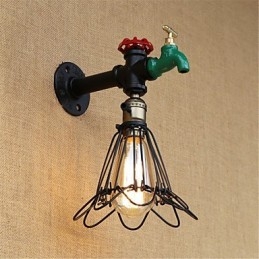 Applique da parete mini country retrò in metallo con finitura verniciata, luce ambientale, E26/E27