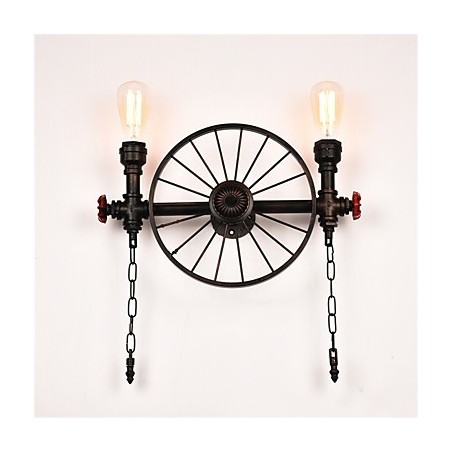 Applique da parete vintage industriale in tubo, 2 luci, finitura verniciata