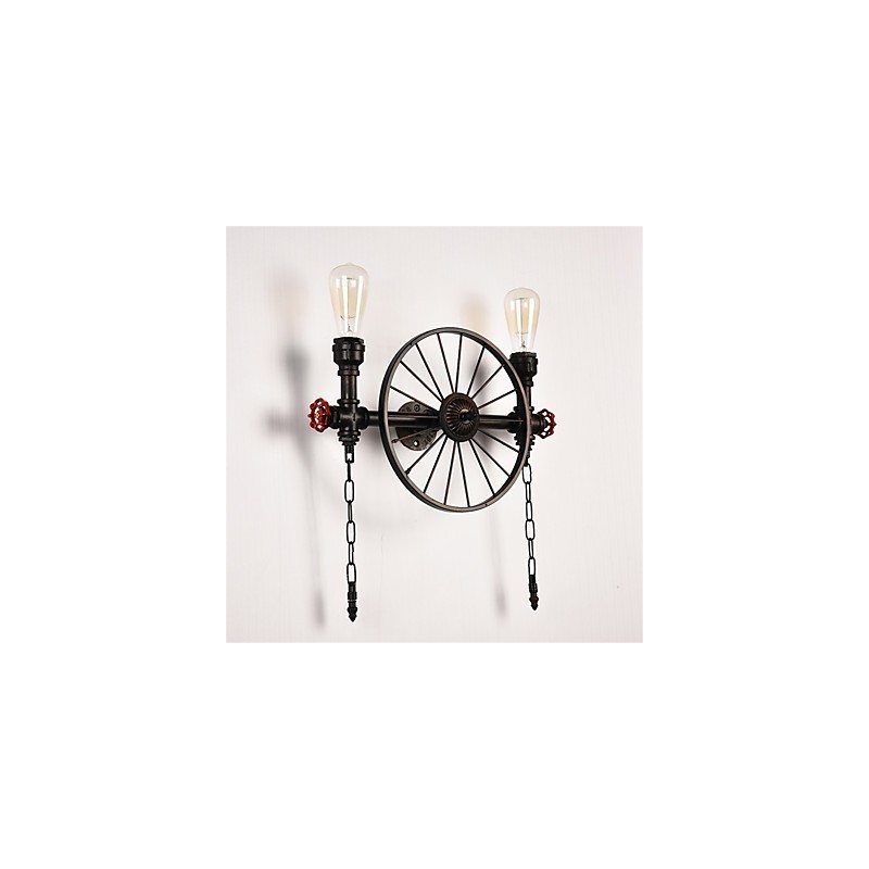Applique da parete vintage industriale in tubo, 2 luci, finitura verniciata