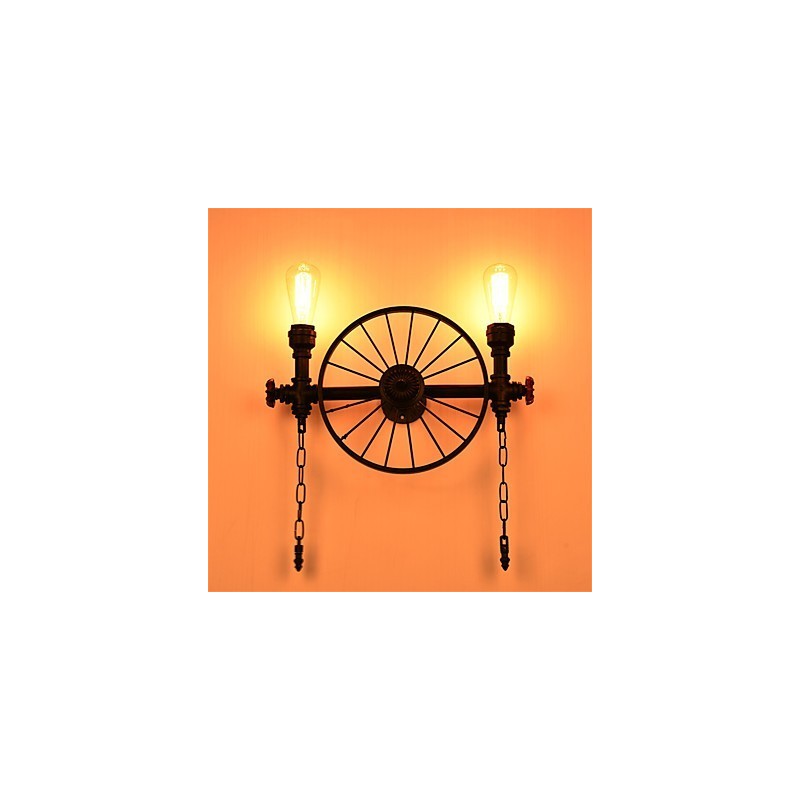 Applique da parete vintage industriale in tubo, 2 luci, finitura verniciata