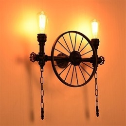 Applique da parete vintage industriale in tubo, 2 luci, finitura verniciata