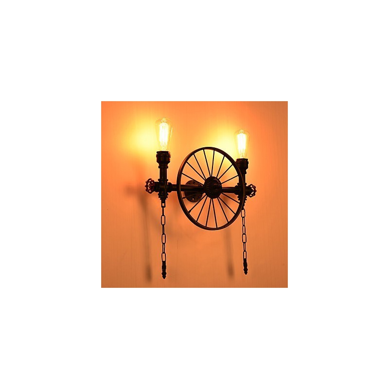 Applique da parete vintage industriale in tubo, 2 luci, finitura verniciata