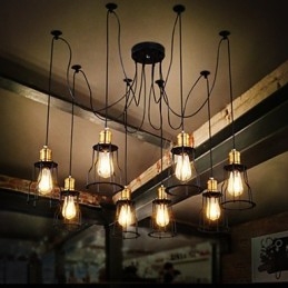 Lampadario country in metallo dipinto con 8 lampadine E26/E27