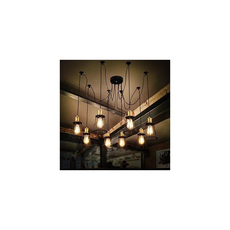 Lampadario country in metallo dipinto con 8 lampadine E26/E27