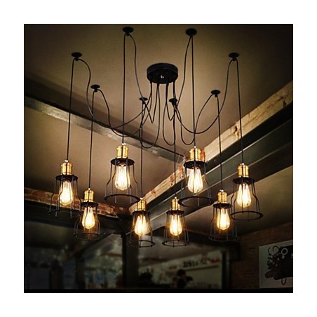 Lampadario country in metallo dipinto con 8 lampadine E26/E27