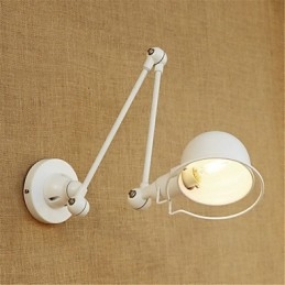 Applique da parete con braccio oscillante rustica moderna, luce ambientale, metallo, E14