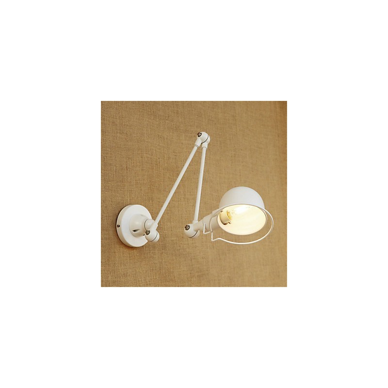 Applique da parete con braccio oscillante rustica moderna, luce ambientale, metallo, E14
