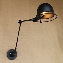 Applique da parete con braccio oscillante rustica moderna, luce ambientale, metallo, E14