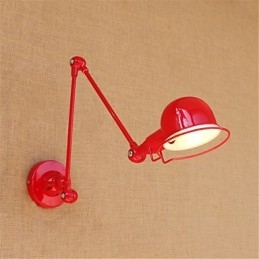 Applique da parete con braccio oscillante rustica moderna, luce ambientale, metallo, E14