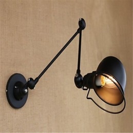 Applique da parete con braccio oscillante rustica moderna, luce ambientale, metallo, E14