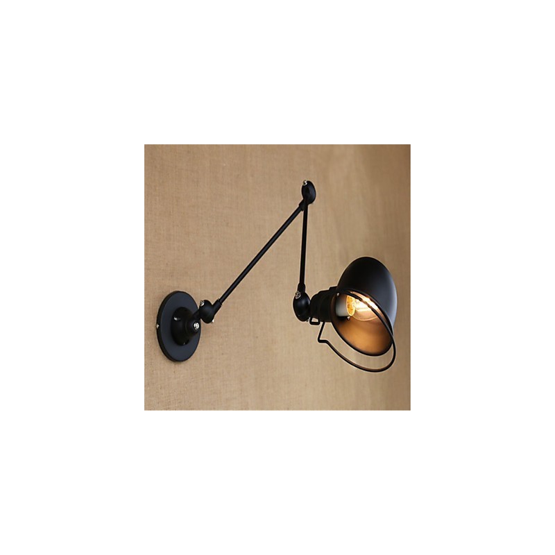 Applique da parete con braccio oscillante rustica moderna, luce ambientale, metallo, E14
