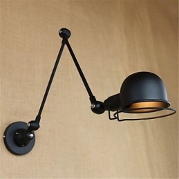 Applique da parete con braccio oscillante rustica moderna, luce ambientale, metallo, E14