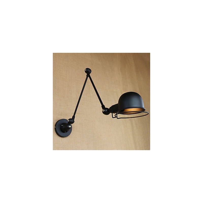 Applique da parete con braccio oscillante rustica moderna, luce ambientale, metallo, E14