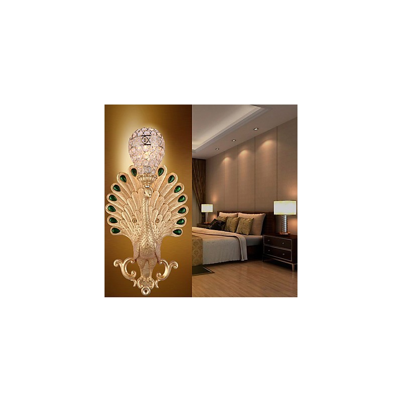 Applique da parete rustica/lodge dipinta con cristallo, stile mini