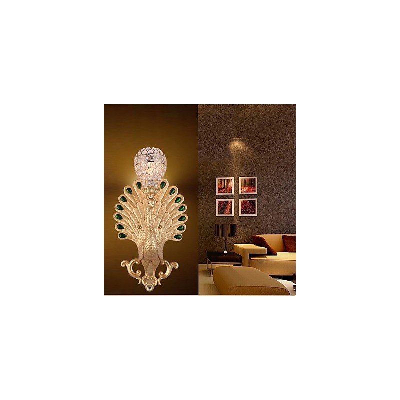 Applique da parete rustica/lodge dipinta con cristallo, stile mini