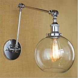 Applique da parete country retrò mini con braccio oscillante e luce ambientale
