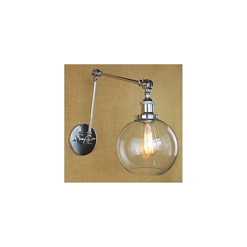 Applique da parete country retrò mini con braccio oscillante e luce ambientale
