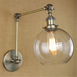 Applique da parete country retrò mini con braccio oscillante e luce ambientale