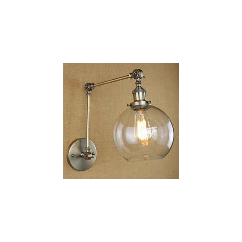 Applique da parete country retrò mini con braccio oscillante e luce ambientale