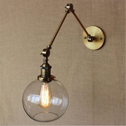 Applique da parete country retrò mini con braccio oscillante e luce ambientale