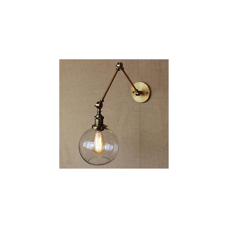 Applique da parete country retrò mini con braccio oscillante e luce ambientale
