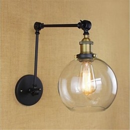 Applique da parete country retrò mini con braccio oscillante e luce ambientale