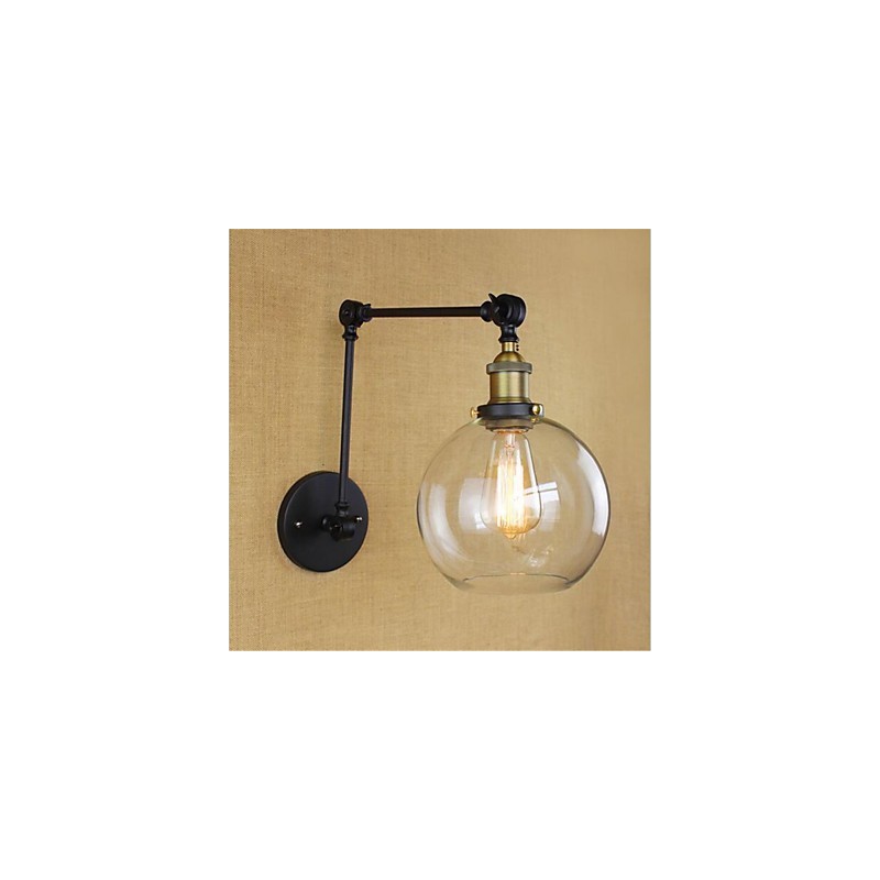 Applique da parete country retrò mini con braccio oscillante e luce ambientale
