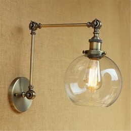 Applique da parete country retrò mini con braccio oscillante e luce ambientale