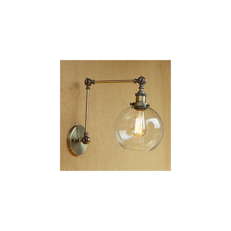 Applique da parete country retrò mini con braccio oscillante e luce ambientale