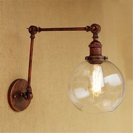 Applique da parete country retrò mini con braccio oscillante e luce ambientale