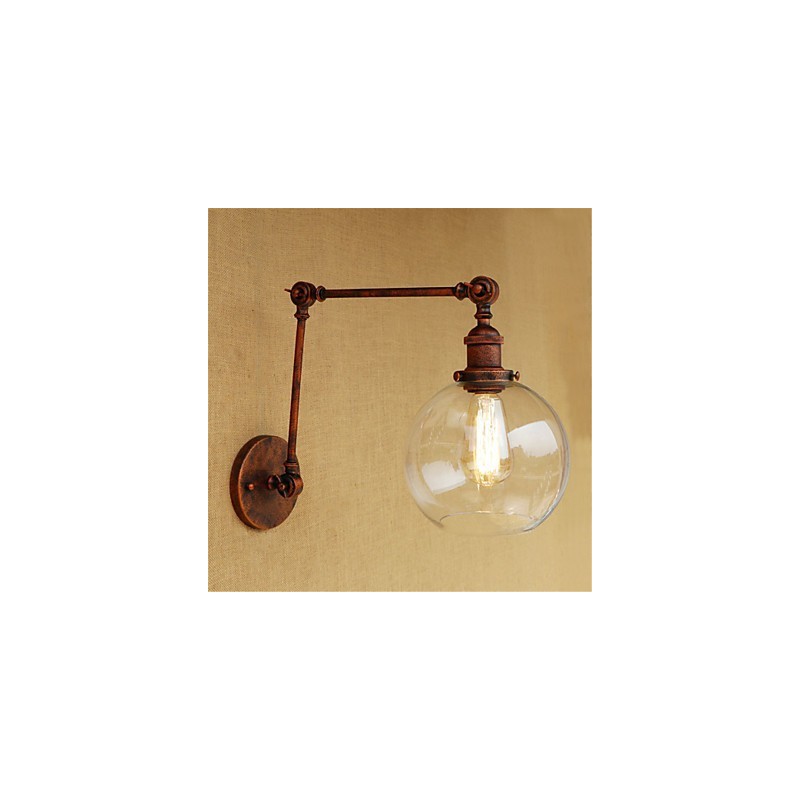 Applique da parete country retrò mini con braccio oscillante e luce ambientale