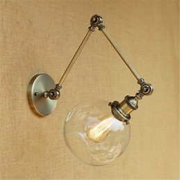 Applique da parete country retrò mini con braccio oscillante e luce ambientale