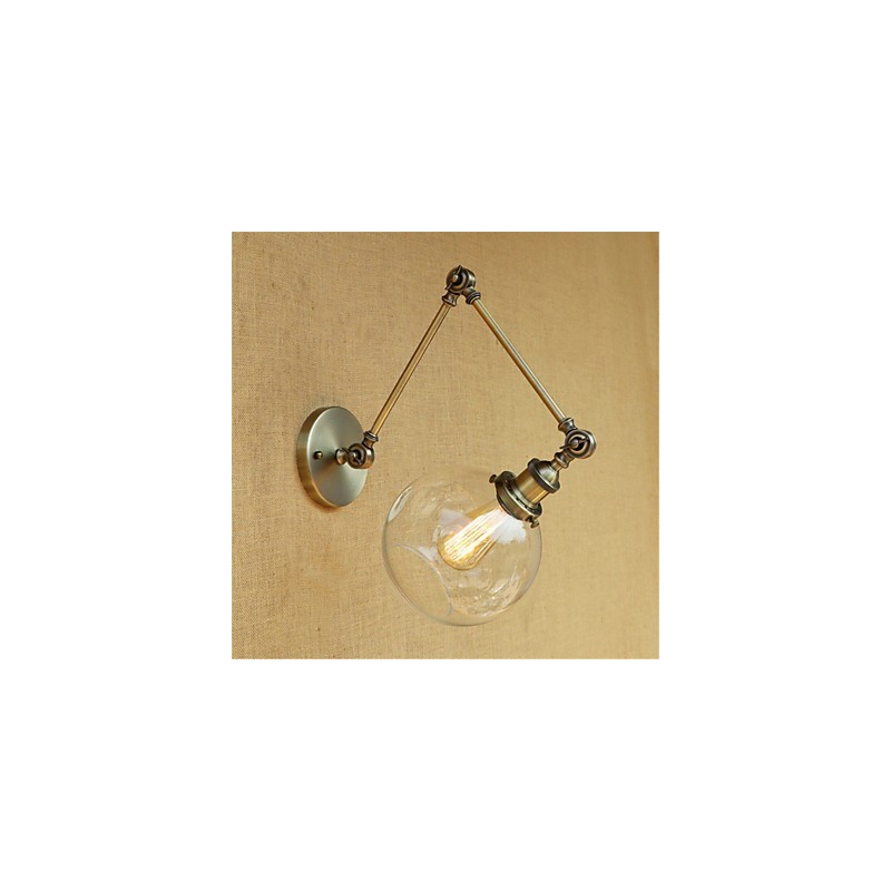 Applique da parete country retrò mini con braccio oscillante e luce ambientale