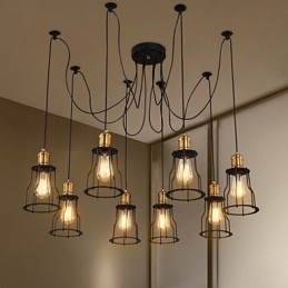 Lampadario country in metallo dipinto con 8 lampadine E26/E27