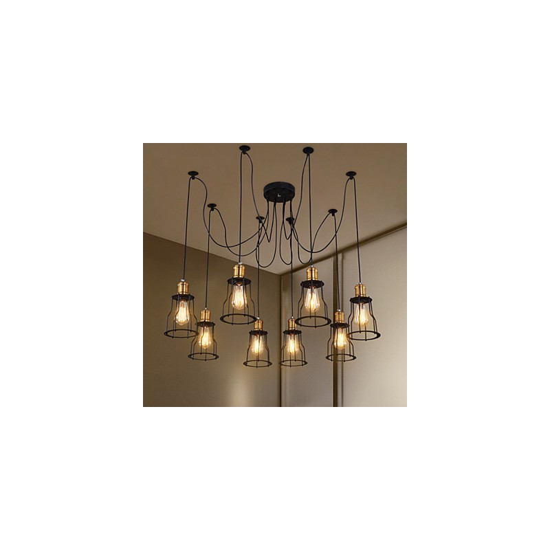 Lampadario country in metallo dipinto con 8 lampadine E26/E27