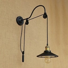 Applique da parete country retrò dipinta con luce ambientale regolabile E26/E27