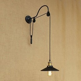 Applique da parete country retrò dipinta con luce ambientale regolabile E26/E27