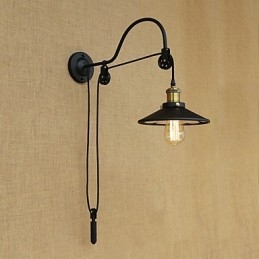 Applique da parete country retrò dipinta con luce ambientale regolabile E26/E27
