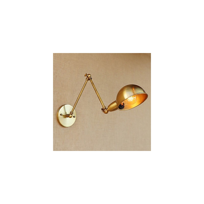 Applique da parete retrò moderna con braccio oscillante, protezione occhi, finitura elettrolitica