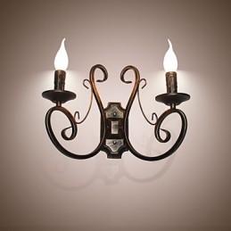 Applique da parete retrò stile americano per camera da letto, braccio oscillante, metallo