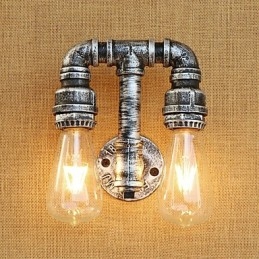 Applique da parete country retrò dipinta con braccio oscillante, luce ambientale, 2 lampadine E26/E27