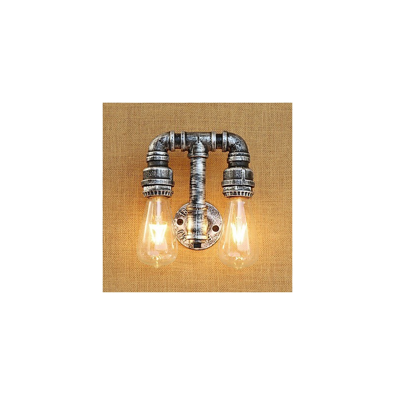 Applique da parete country retrò dipinta con braccio oscillante, luce ambientale, 2 lampadine E26/E27