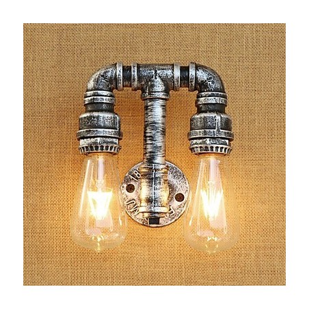 Applique da parete country retrò dipinta con braccio oscillante, luce ambientale, 2 lampadine E26/E27
