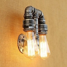 Applique da parete country retrò dipinta con braccio oscillante, luce ambientale, 2 lampadine E26/E27