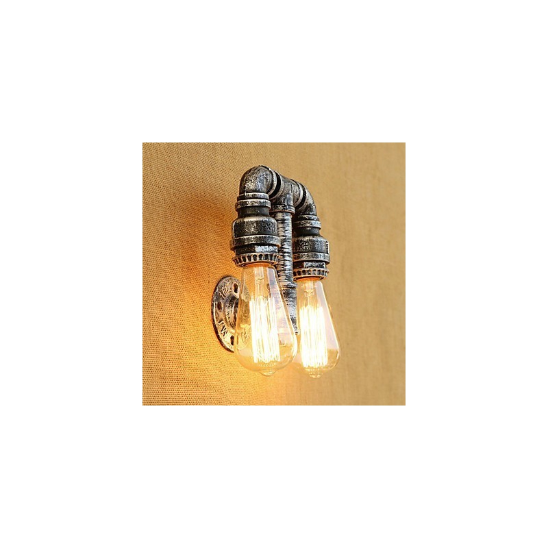 Applique da parete country retrò dipinta con braccio oscillante, luce ambientale, 2 lampadine E26/E27