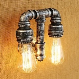 Applique da parete country retrò dipinta con braccio oscillante, luce ambientale, 2 lampadine E26/E27
