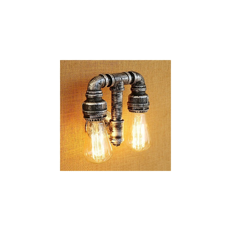 Applique da parete country retrò dipinta con braccio oscillante, luce ambientale, 2 lampadine E26/E27