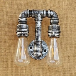 Applique da parete country retrò dipinta con braccio oscillante, luce ambientale, 2 lampadine E26/E27