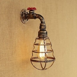 Applique da parete country retrò mini con luce ambientale, metallo, E26/E27